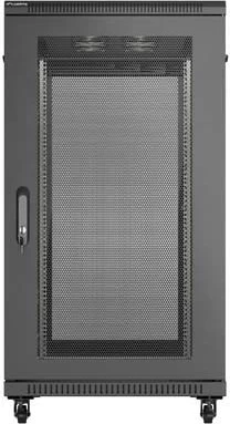 Shafë rack LANBERG 19" 22U 600x1200mm, qëndrueshme, e zezë, dyer të perforuara