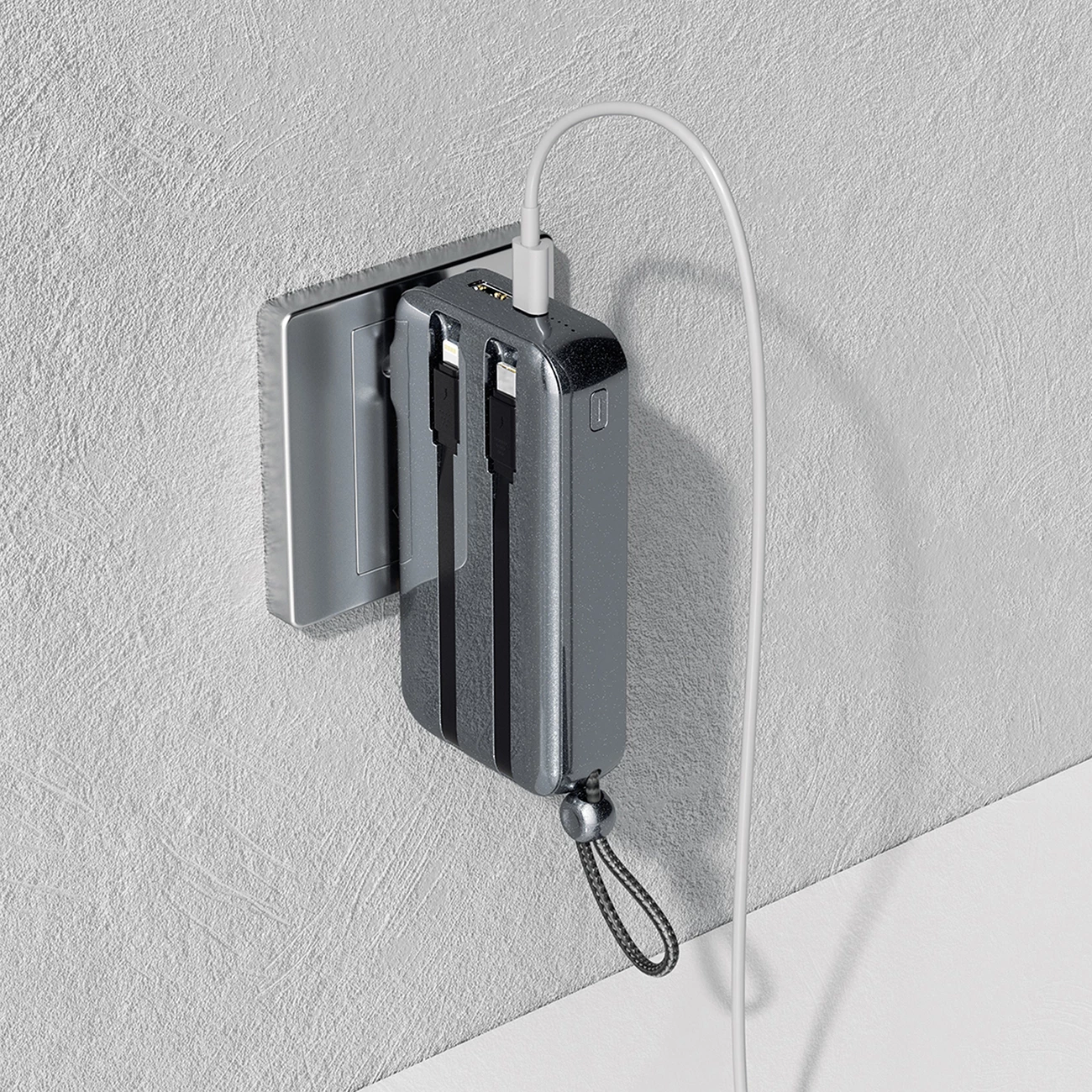 Powerbank dhe karikues Dudao K25 2-në-1, 10000mAh, 3 priza, Gri