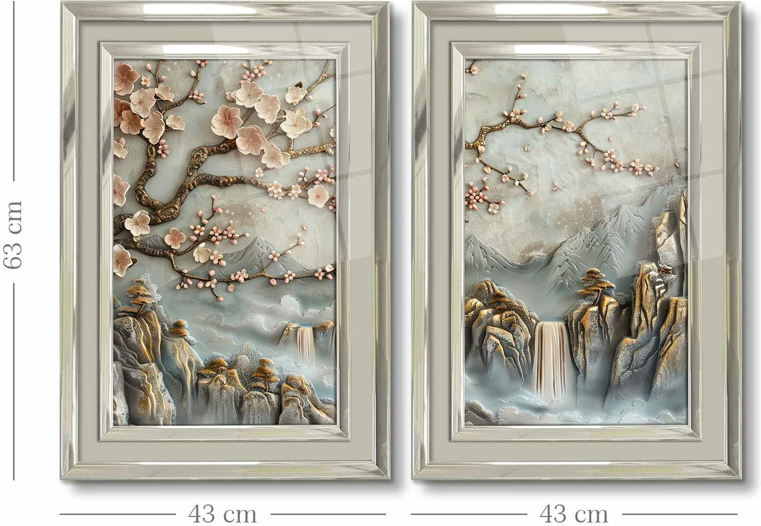 Pikturë dekorative me kornizë (2 copë), Wallity, 2P4363Kromgumusct - 003