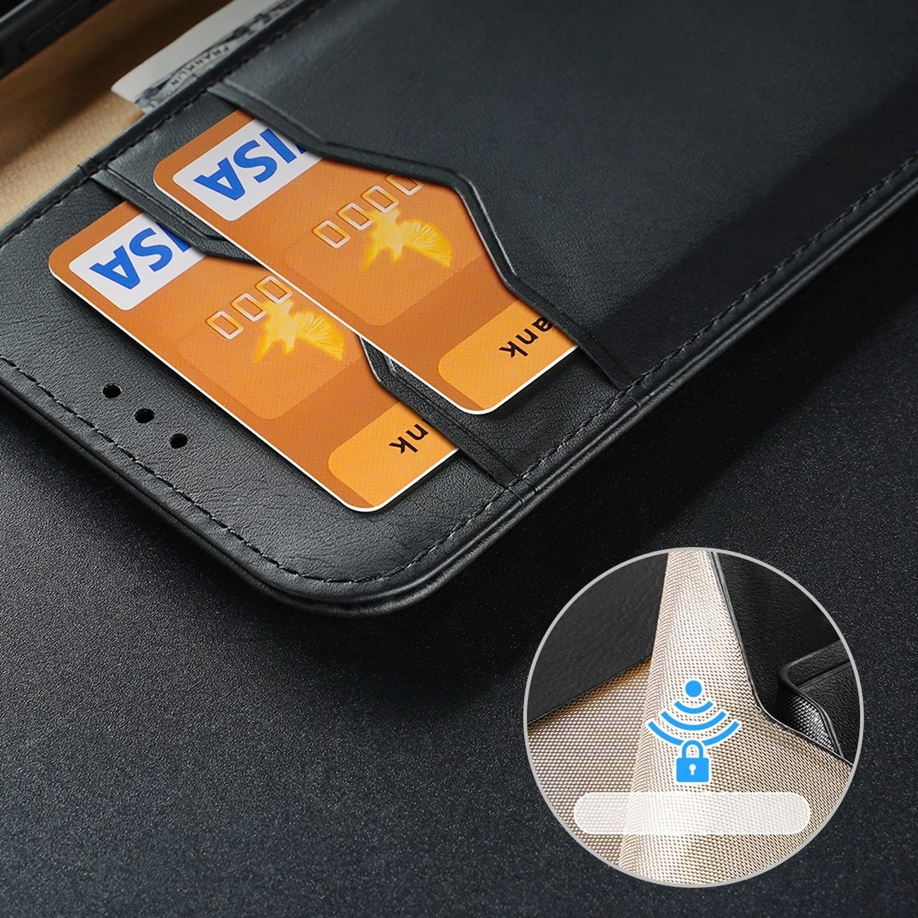 Mbështjellës Dux Ducis Hivo për iPhone 14 Pro, lëkurë natyrale, kafe