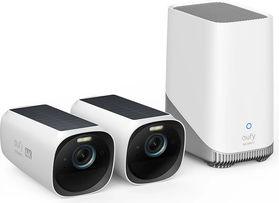 Kamerë sigurie EUFY eufyCam 3, 4K, set 2+1 me Solar, SSD 1TB, bardhë/zezë