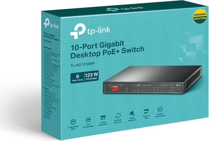 Switch TP-Link TL-SG1210MP 10 porta Gigabit 1Gbps, 8x PoE+ 123 W, unmanaged