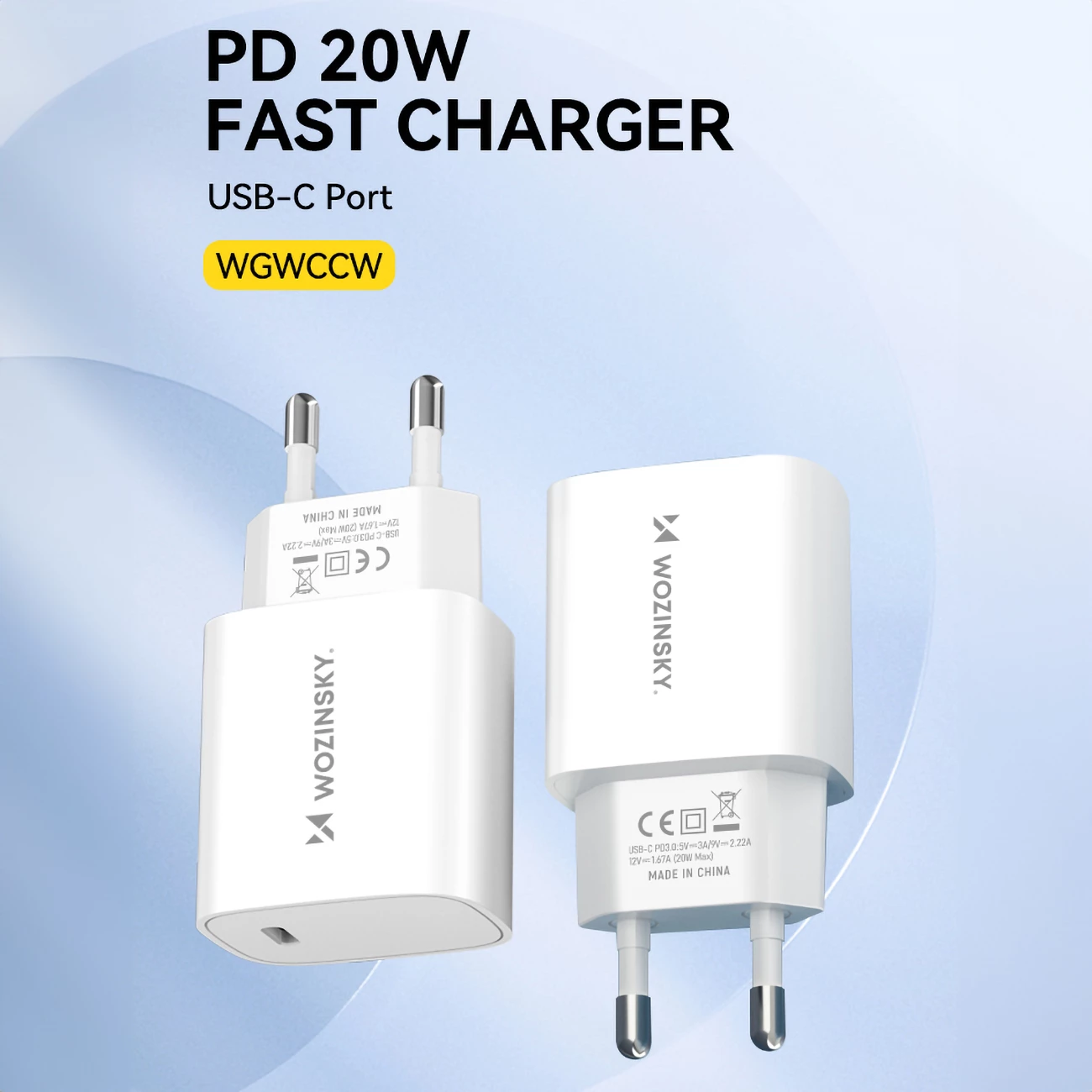 Karikues muri Wozinsky WGWCCW, 20W, USB-C, i bardhë