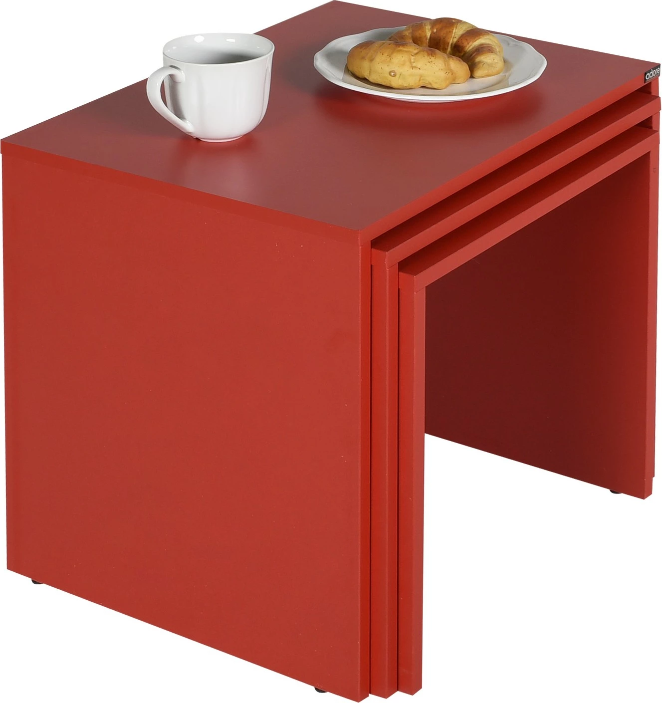 Set tavolinash të ndërlidhura Hanah Home, Shp-103-Kk-1, ngjyrë e kuqe