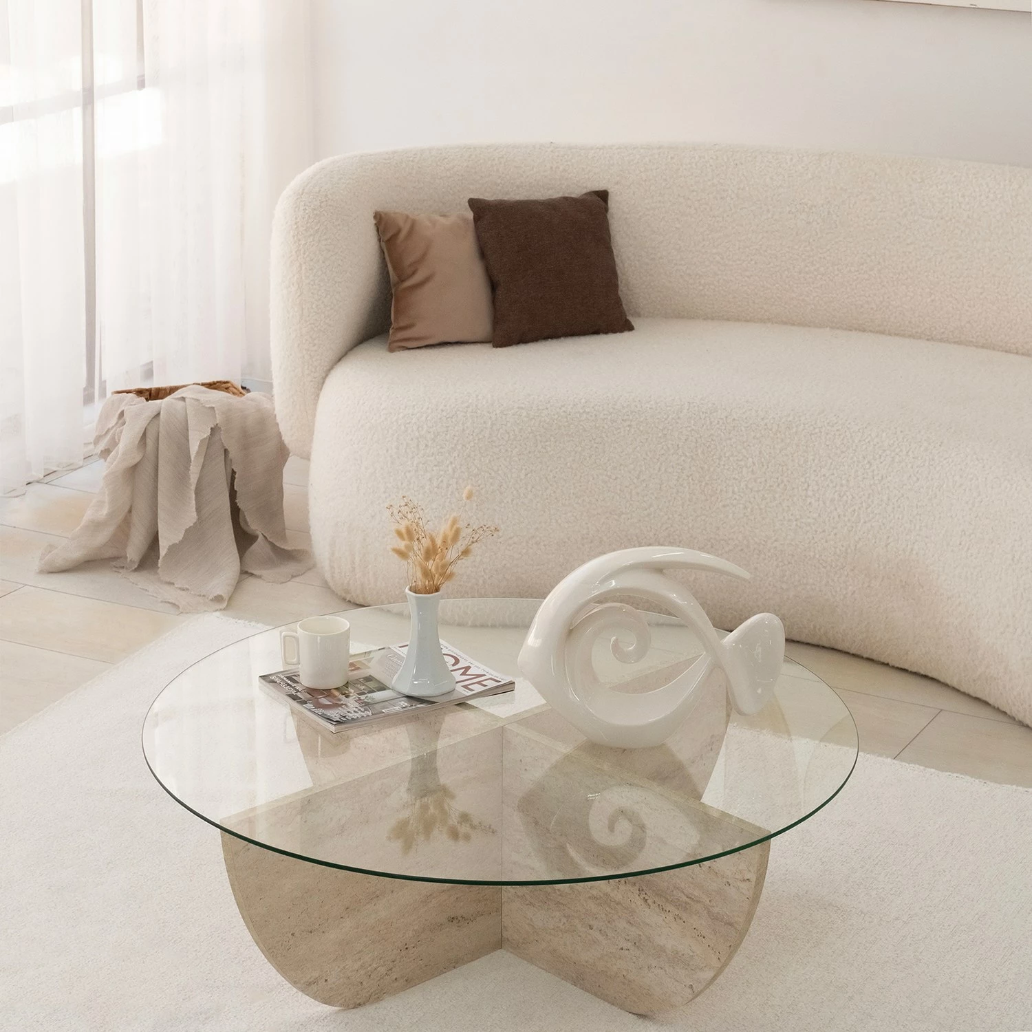 Tavolinë kafeje Hanah Home, Lily, ngjyrë travertin, 90x30cm
