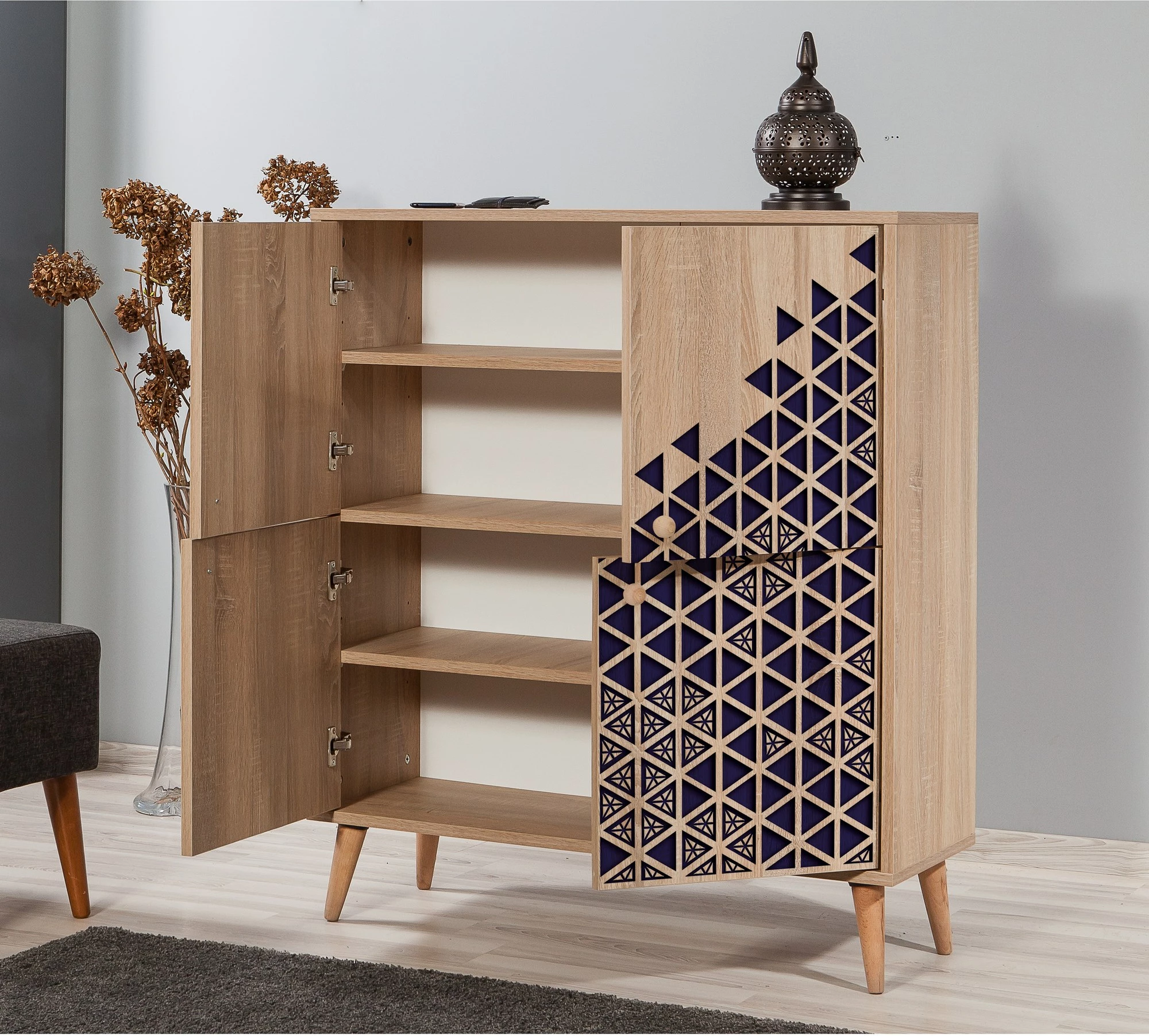Dollap multifunksional Hanah Home, Multilux-123, ngjyrë lisi Sonoma