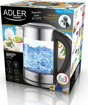 Çajnik elektrik ADLER AD1247 1.7L 2200W me rregullim temperature dhe ekran LCD
