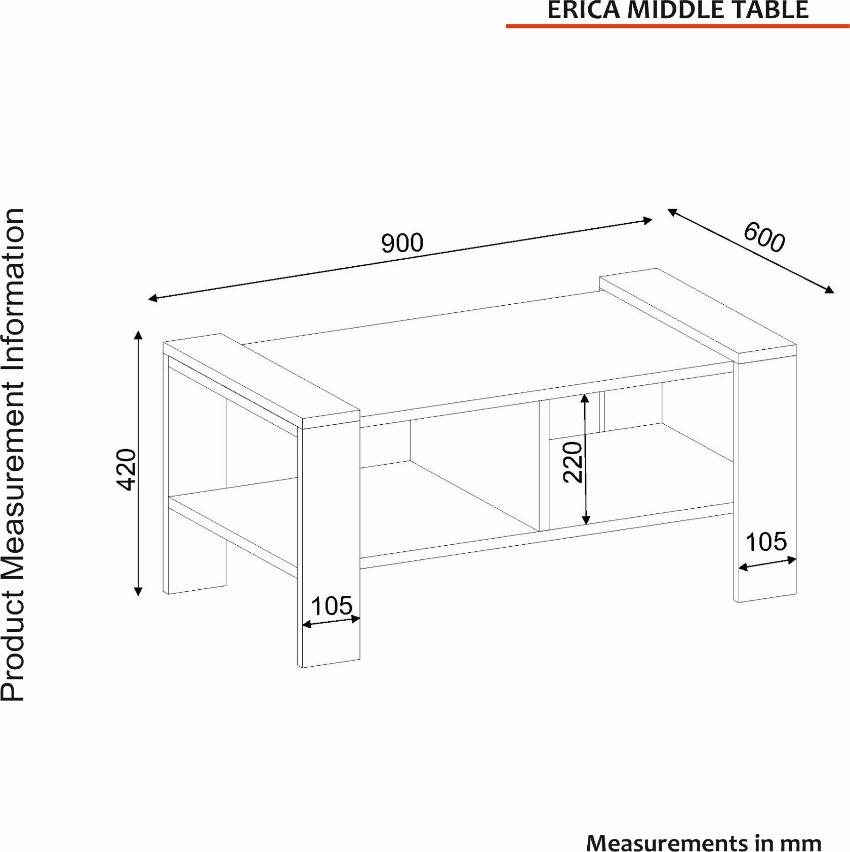 Tavolinë kafeje Skye Decor, Erica, e bardhë dhe arre