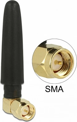 Antenë WiFi DeLOCK 802.11 b/g/n, SMA 90°, 2 dBi, omnidireksionale, e zezë