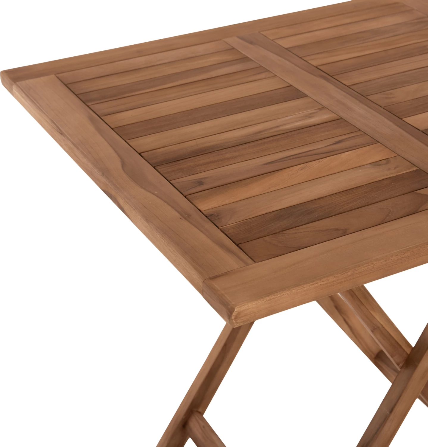 Tavolinë katrore për ngrënie jashtë, e palosshme, dru teak, ngjyrë natyrale, KENDALL FH9544, 80x80x75 cm