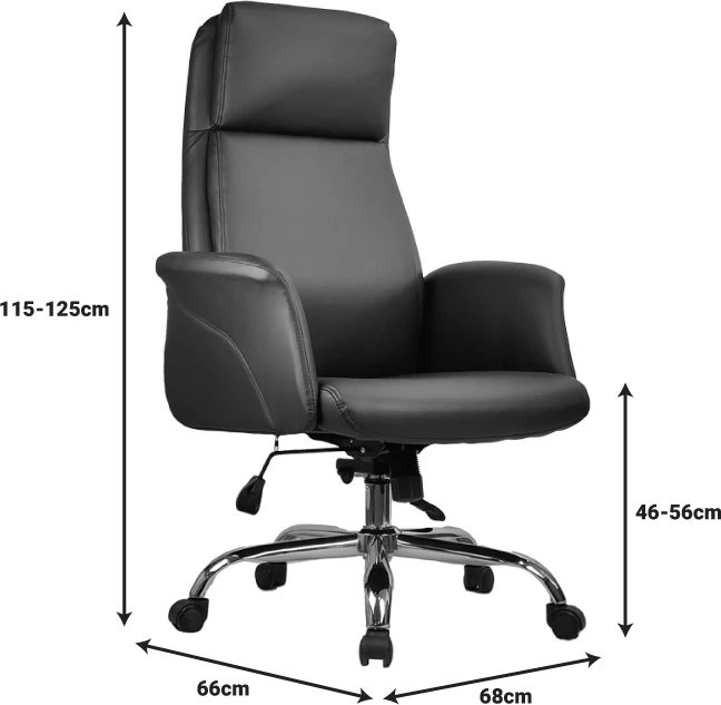 Karrige menaxheri për zyre Derjio, ngjyrë e zezë, 68x66x115cm