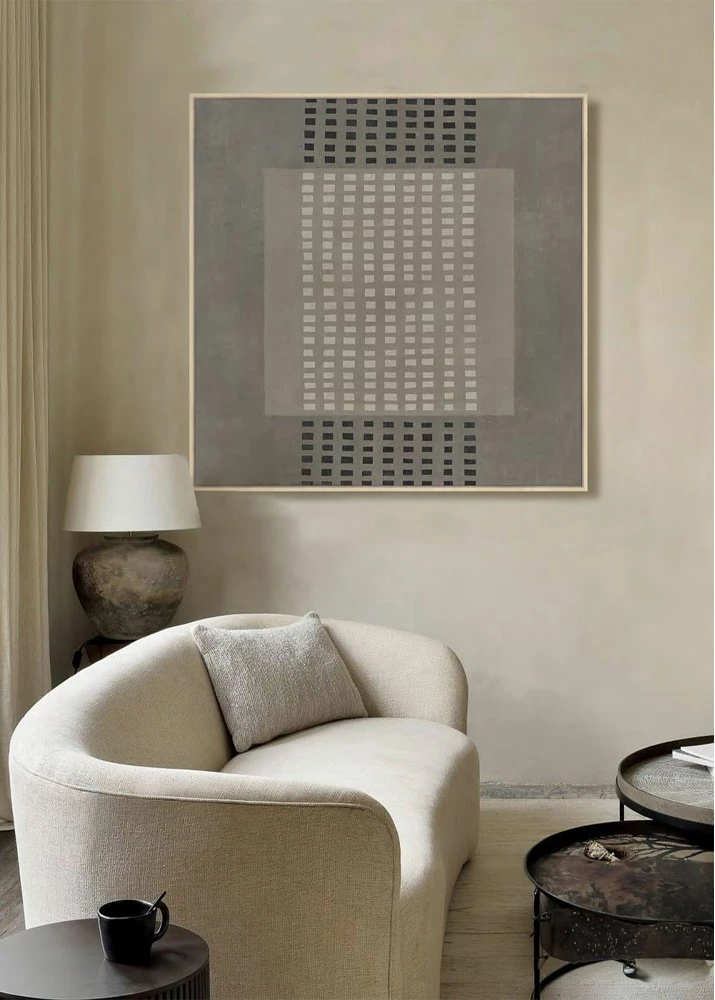 Pikturë dekorative FRAMED DREAM me kornizë, kanavacë, gri e bezhë, 80x80x4cm