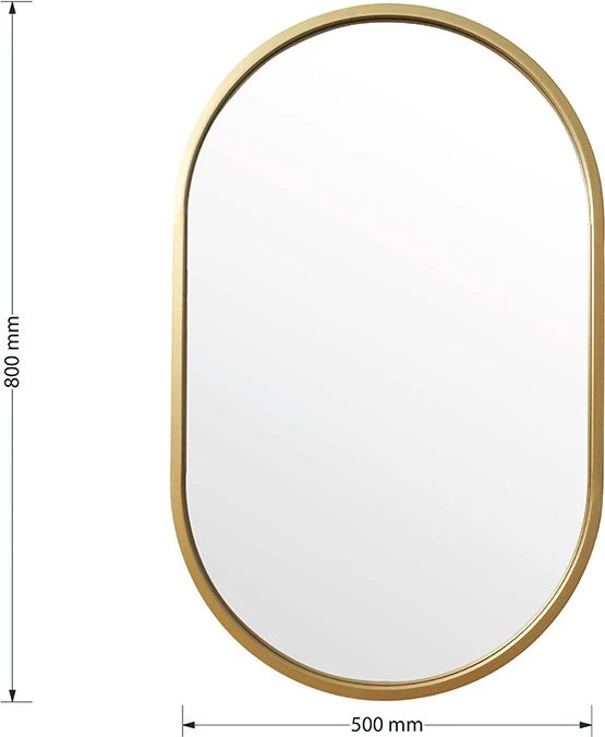 Pasqyrë eliptike, ngjyrë ari, 50x2x80cm