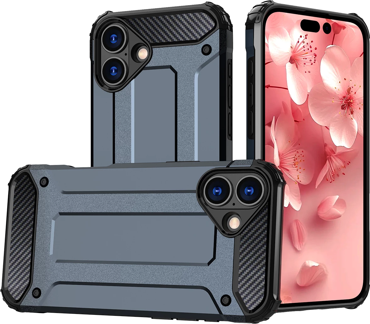 Mbështjellës Hurtel Hybrid Armor për iPhone 16e, Blu