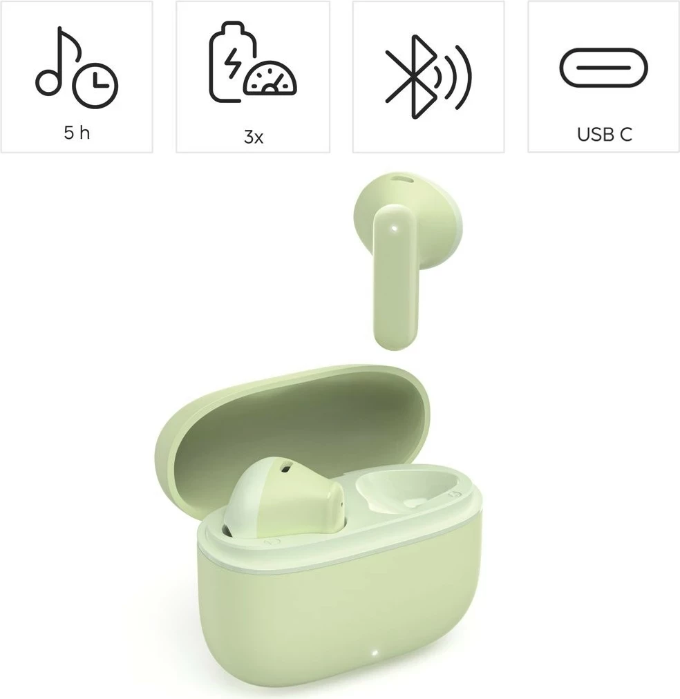 Kufje Hama True Wireless Freedom Light II, Bluetooth 5.3, jeshile