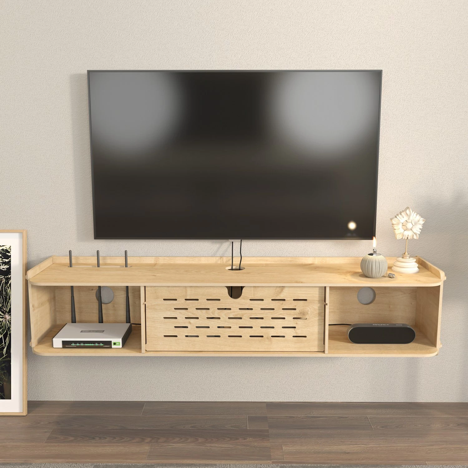 Komodë për TV, Hanah Home, Sima, ngjyrë lisi