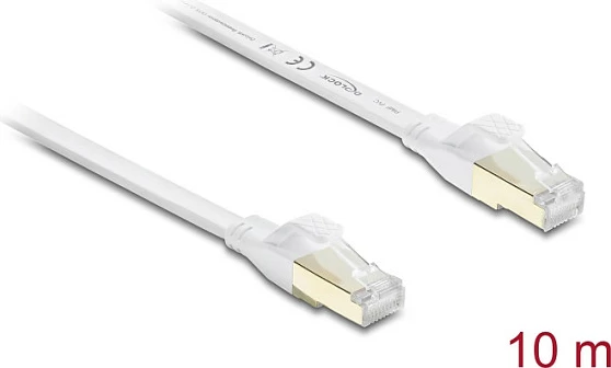 Kabllo rrjeti DeLOCK RJ45 Cat8.1 Flat Patch, 10m, 40Gbps, e bardhë