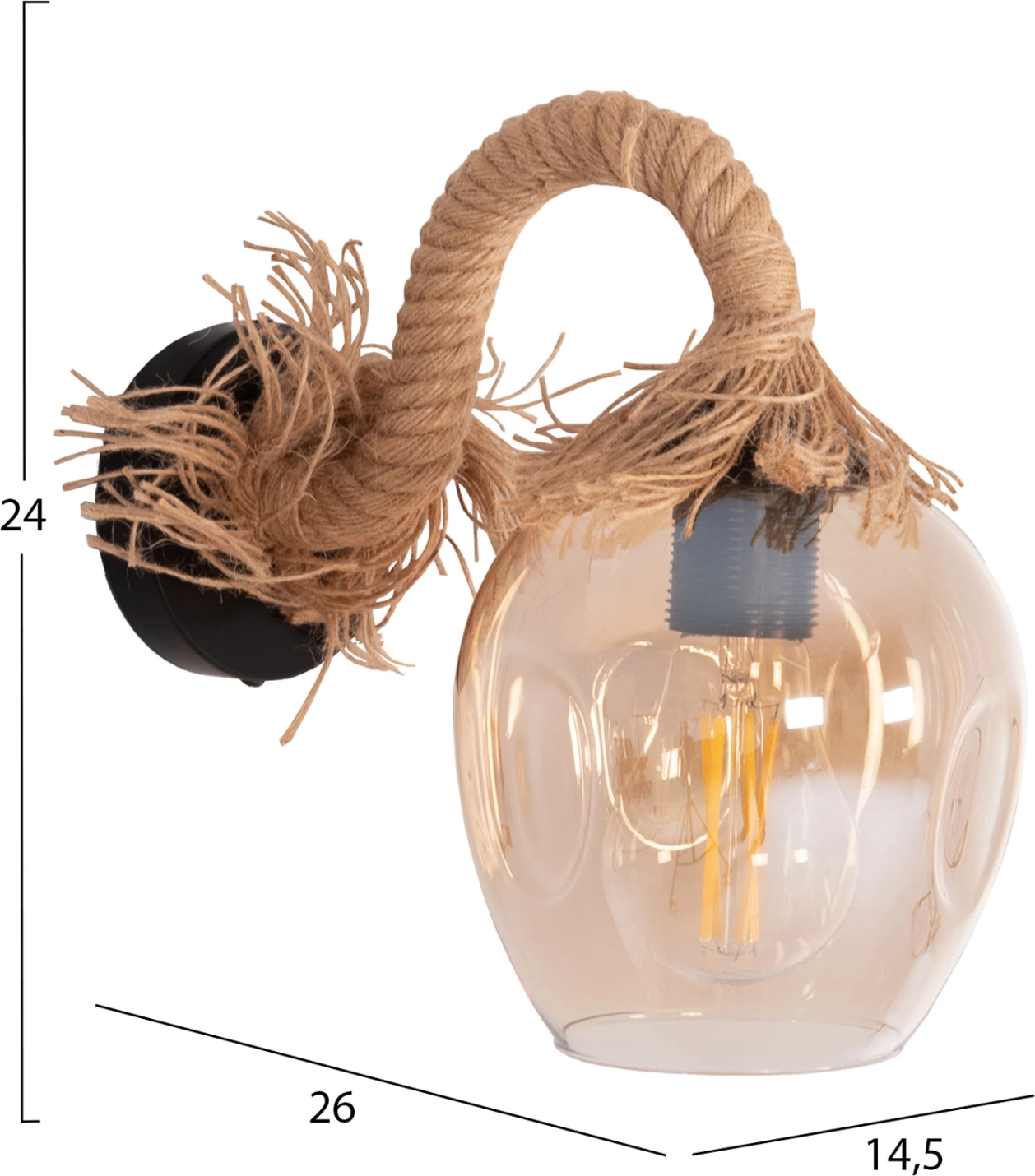 Aplik POPPER, metal, litar, qelq, 14.5x26x24cm