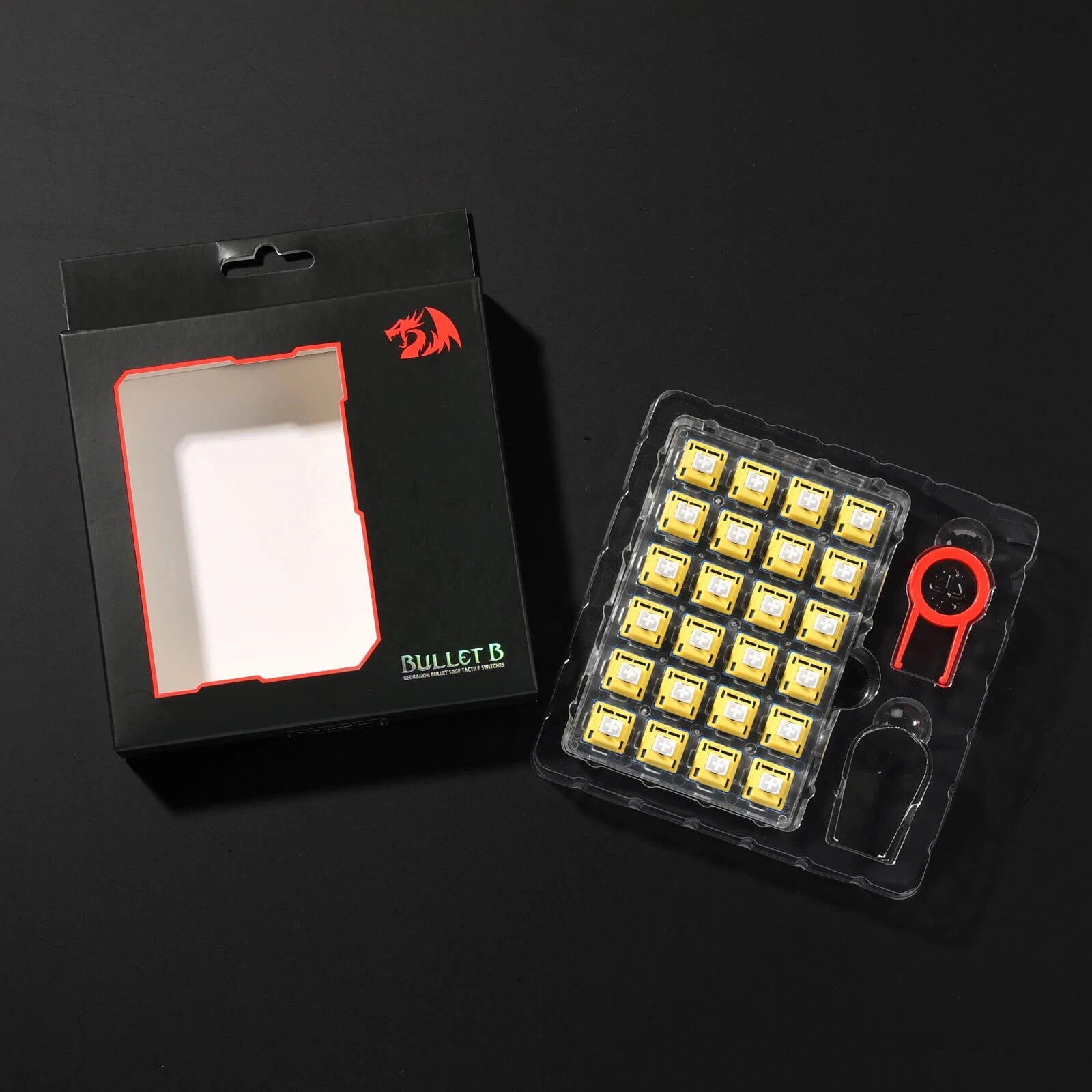 Switch-a mekanikë Redragon Bullet-B A113, tactile (ekuivalent MX Blue), paketë 24 copë, blu/verdhë