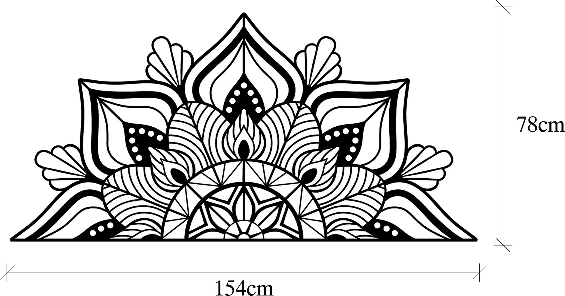 Aksesor dekorativ metalik për mur, Mandala 1, ngjyrë e zezë