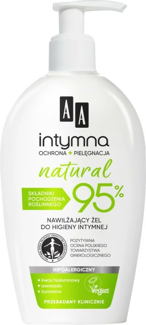 Xhel për higjienë intime për femra AA Intimate Protection & Natural Care 95% Moisturizing Gel, 300ml
