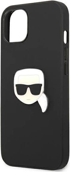 Mbështjellës Karl Lagerfeld KLHCP13SPKMK për iPhone 13 mini, 5.4", i zi, hardcase me lëkurë dhe emblemë metalike