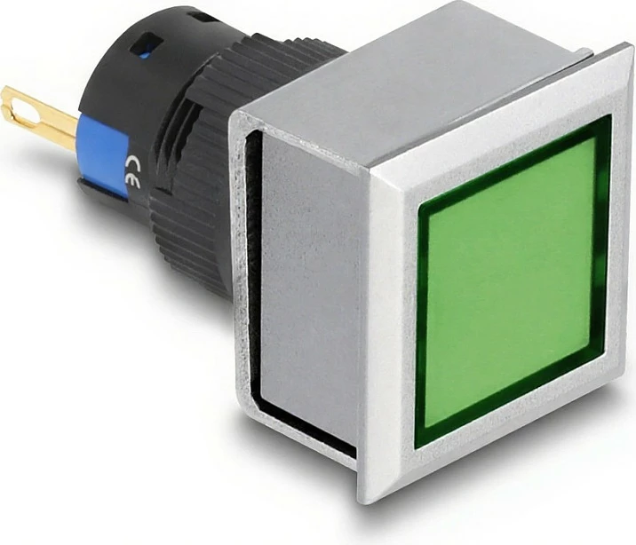 Lampë sinjalizuese LED DeLOCK 16 mm, katrore, 250 V, e gjelbër