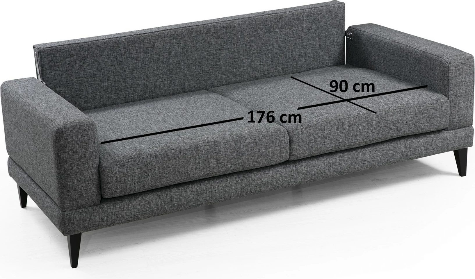 Divan-krevat treshe, ngjyrë gri e errët, Atelier del Sofa Nordic