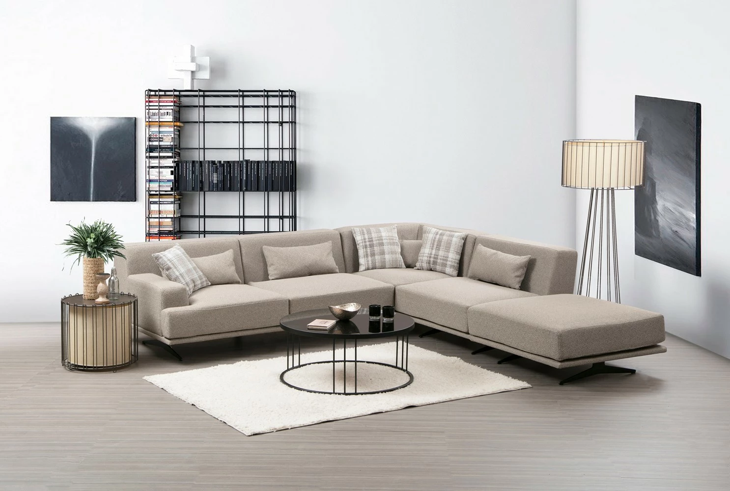 Kënd-sofë Atelier del Sofa, Bentley Corner (L3-C-O1-PUF), bezhë