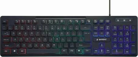 Tastierë USB Gembird KB-UML-02, full-size, US layout, me ndriçim rainbow, e zezë