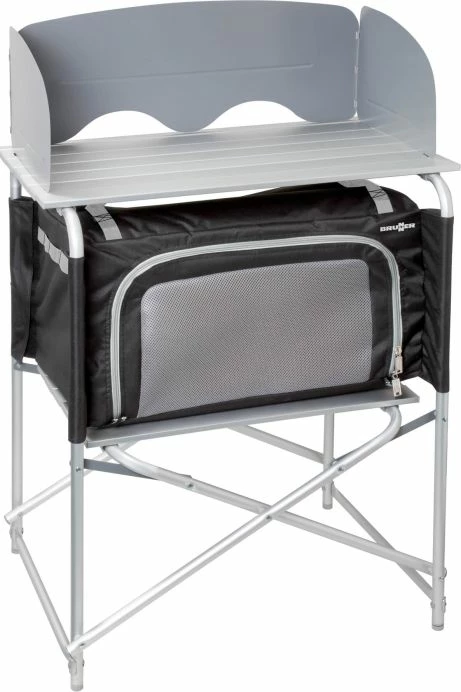 Kuzhinë kampingu palosëse BRUNNER Snack Basic 0422095N.C03, 62x46cm, H90/109cm, gri/zezë, me çantë bartjeje