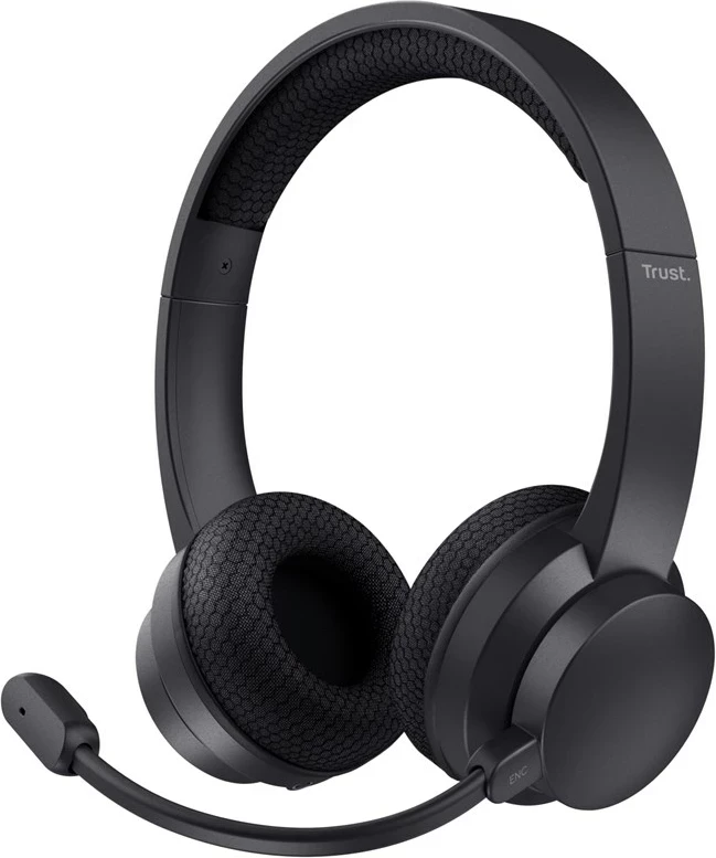 Kufje Trust Ayda, me kabllo dhe pa kabllo, Bluetooth, USB Type-C, të zeza