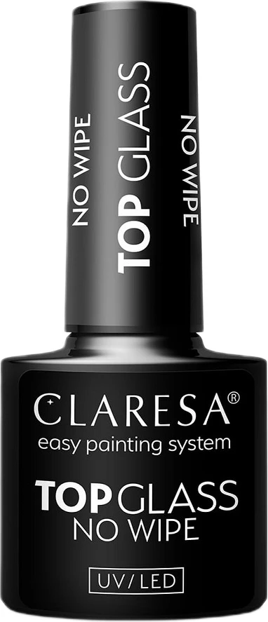 Top Coat për thonj Claresa Glass No Wipe Transparent Hybrid për femra, 5g