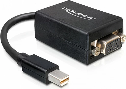 Adapter DeLOCK 65256 Mini DisplayPort në VGA, 0.18 m, i zi