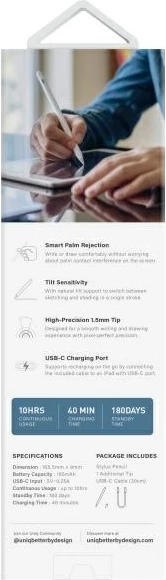 Stylus magnetik UNIQ Pixo Lite 2.0 për iPad, Zi