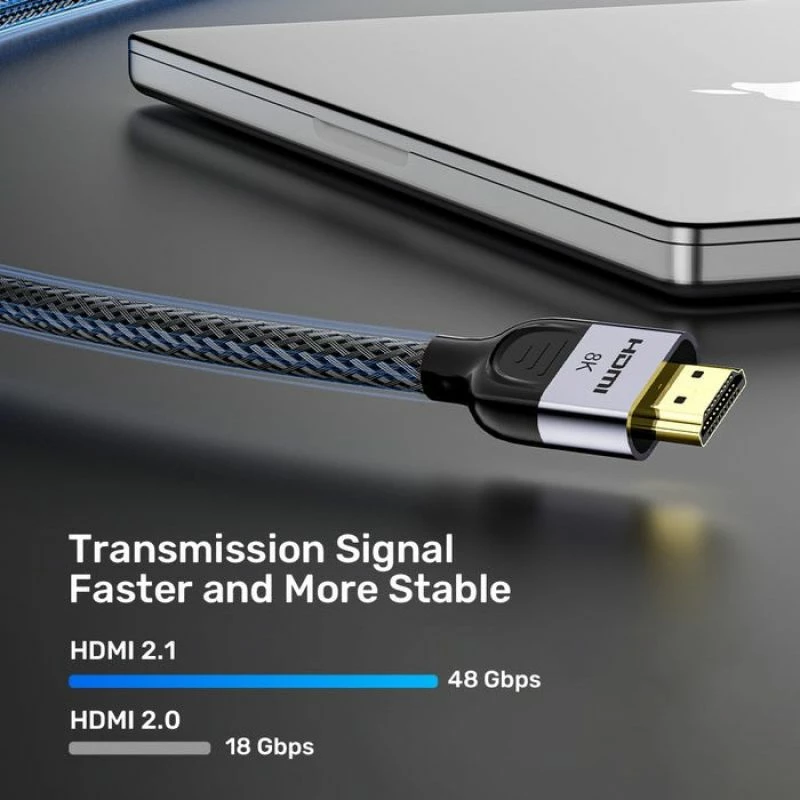 kabllo HDMI Unitek 2.1 8K LUX Oplot 3m, e zezë/gri