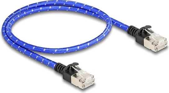 Kabllo rrjeti DeLOCK Cat6A RJ45 Slim 0.5m, 10Gbps, U/FTP, blu