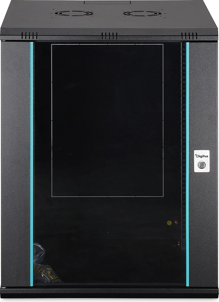 Kabinet rrjeti muror Digitus Dynamic-N, 16U, 600x600 mm, derë xhami, i zi