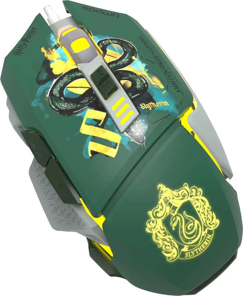 Maus gaming Spawn Harry Potter Slytherin, RGB, 12800 DPI, me kabllo USB-A, i gjelbër