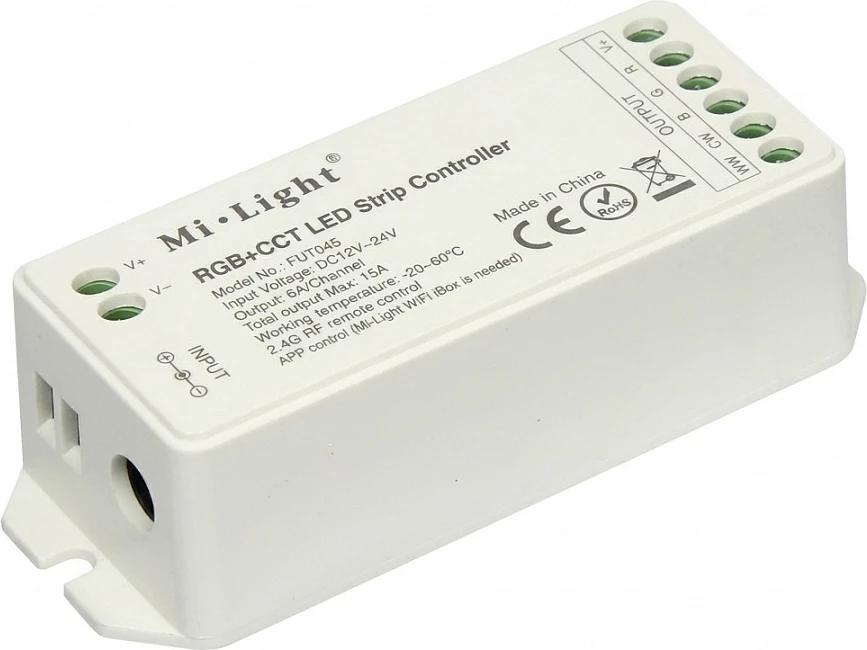 Kontroller LED Miboxer Mi-Light FUT037, RGB+CCT (RGB+WW/CW), DC 12/24V, i bardhë