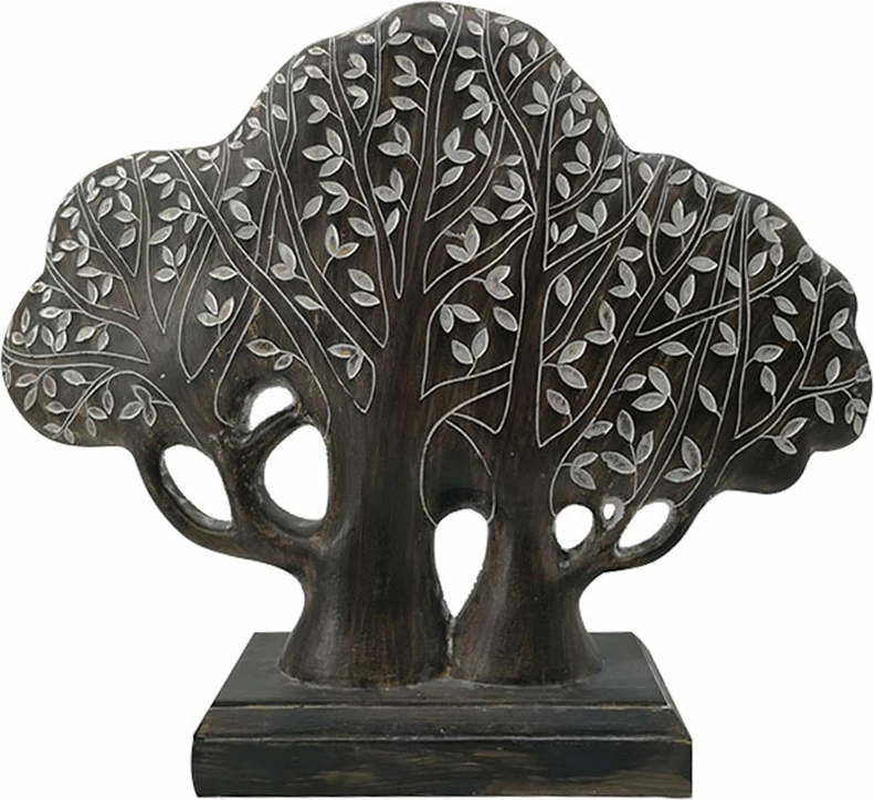 Dekor pemë FORET 3, polirezine, kafe-bezhë, 34x9x28cm