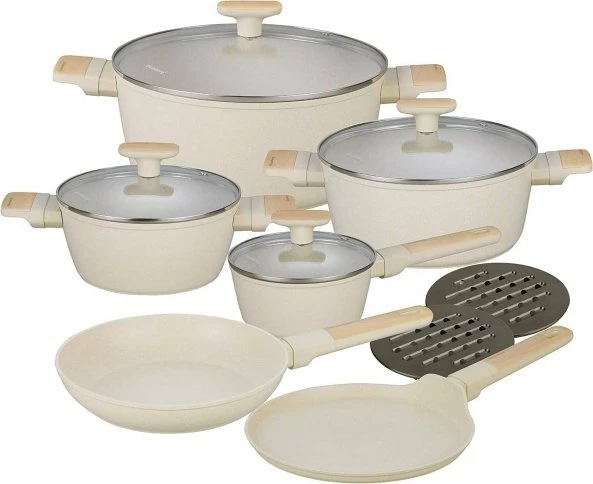 Set enësh gatimi Klausberg KB-7833 12 copë, veshje mermeri, krem