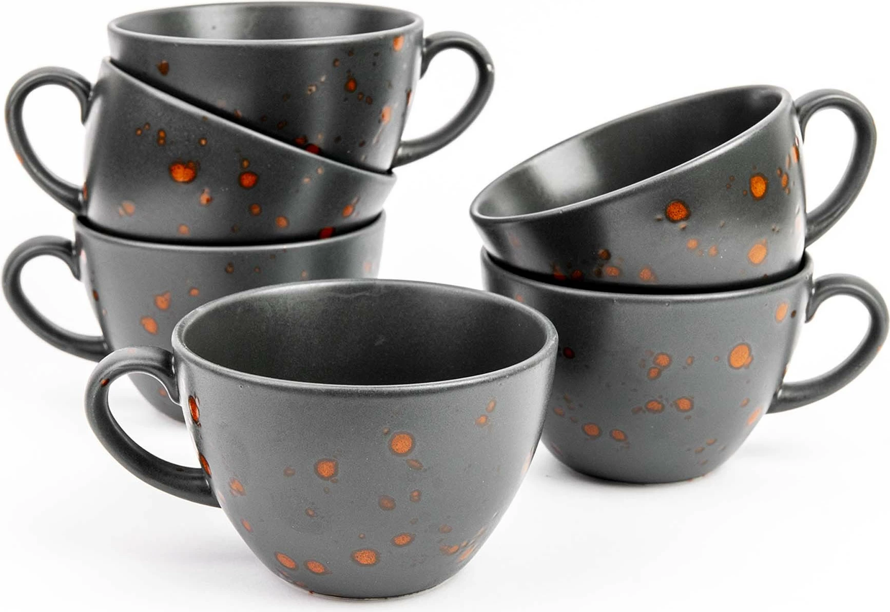 Pjatëz cappuccino Fine Dine Bloom 160 mm, e zezë, set 6 copë