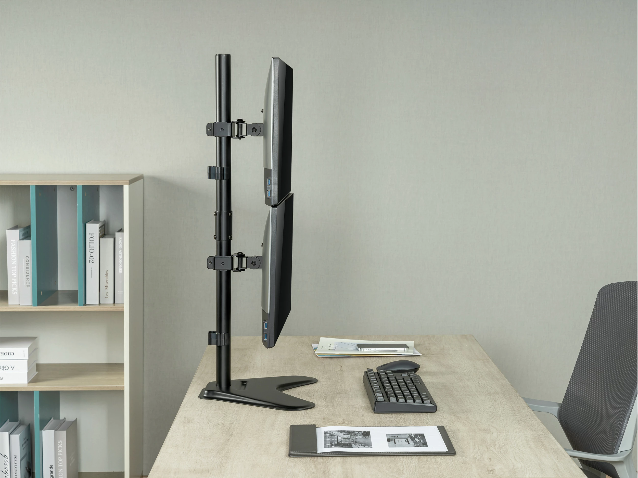 Mbajtës monitori EQUIP Tischfuß, për 2 monitorë 17"-32", VESA 75x75-100x100, 9 kg, i zi