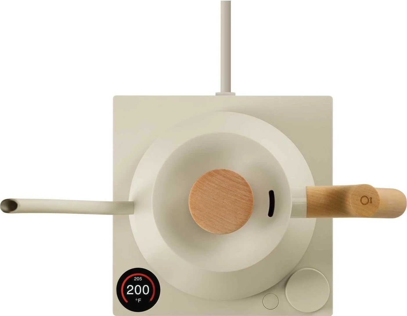 Çajnik elektrik Fellow Stagg EKG Pro, 0.9L, 1200W, kontroll temperature, dorezë druri, bezhë
