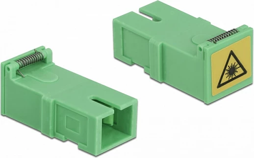 Kupler fibër optike DeLOCK SC Simplex femër-femër, me kapak mbrojtës laser, 4 copë, e gjelbër