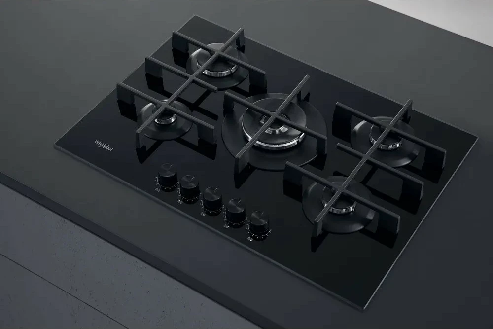 Sobë gazi me xham Whirlpool AKWL728NB, 5 zona, e zezë