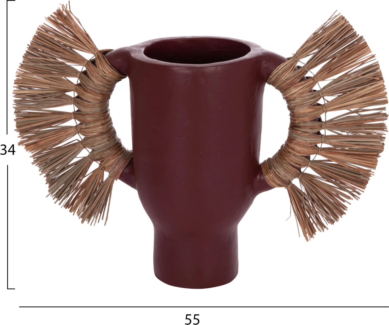 Vazo dekorative tavoline ALICA, terrakotë, ngjyrë maro, me bar të thatë, FH4668.06S, 55x19x34Hcm