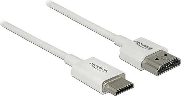 Kabllo HDMI DeLOCK 85143, HDMI-A në Mini HDMI-C, 1.5m, 4K, 18 Gbit/s, e bardhë