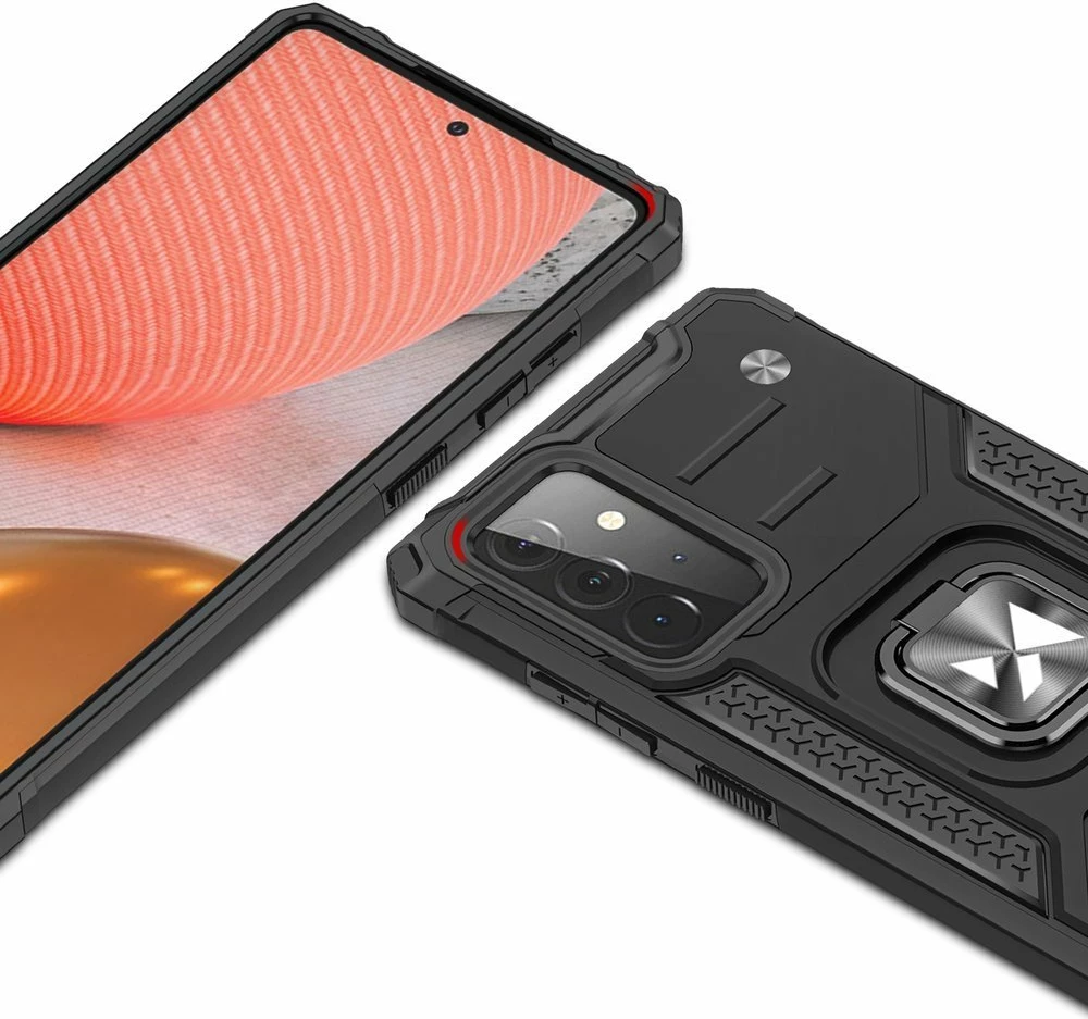 Mbështjellës Wozinsky Ring Armor me këmbalec për Samsung Galaxy A72, e zezë